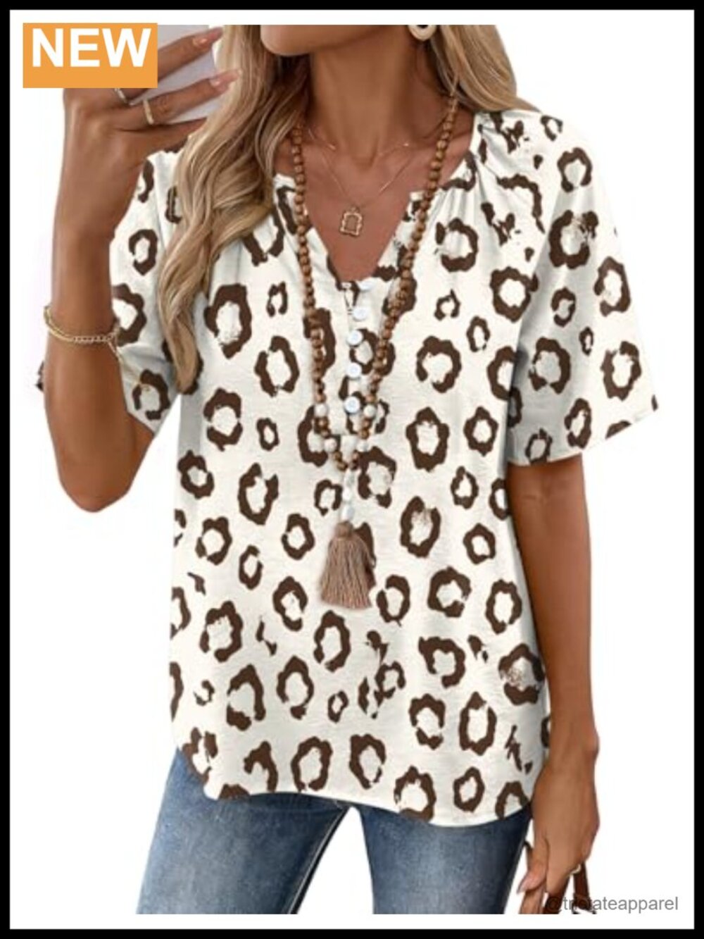 Women's Boho Cotton Blend Button Down Short Sleeve V-Neck Blouse
